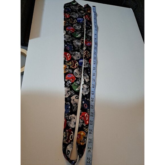 Novelty Team Neck Tie Silk 54" NFL National Football League Helmet Pattern Black - Picture 2 of 7
